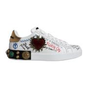 Dolce & Gabbana Vita Läder Låga Sneakers White, Herr