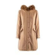 Nenette Ullfodrad parkas med huva Brown, Dam