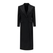 Dolce & Gabbana Dubbelknäppt Ull Tuxedo Kappa Black, Dam