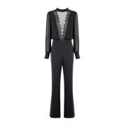 Nenette Spets- och Plumetisbroderad Jumpsuit Black, Dam