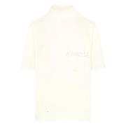 Maison Margiela Handskriven Bomull T-shirt med Målningsfläck Effekt Wh...