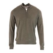 Gran Sasso Merino Mock Zip Sweater Green, Herr