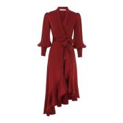 Zimmermann Elegant Sidens Midi Wrap Klänning Red, Dam