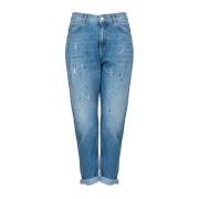 Pinko Vintagestil Distressed Byxor Blue, Dam