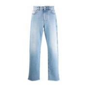 Gcds Blå Denim Straight Jeans Blue, Herr