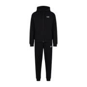 Emporio Armani EA7 Mångsidiga Bomullsbyxor med Hoodie Black, Dam