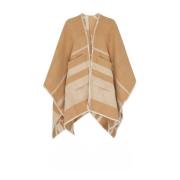 Max Mara Mönstrad Stickad Poncho Brown, Dam