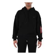 Alpha Industries Essentials huvtröja med badge-logotyp Black, Herr