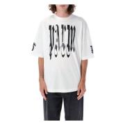 Palm Angels Off White Gothic Palm T-Shirt White, Herr