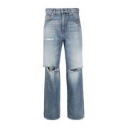 Love Moschino Blå Straight Denim Jeans Blue, Dam