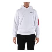 Alpha Industries Signatur Hoodie med Framficka White, Herr