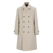 Brunello Cucinelli Beige Yllekappa med Reverskrage Beige, Herr