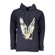 Cavalli Class Blå hoodie med långa ärmar och logotyptryck Blue, Herr