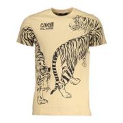 Cavalli Class Kortärmad Logo Print T-shirt Beige, Herr