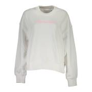 Calvin Klein Vit Sweatshirt med Långärmad Tryck White, Dam