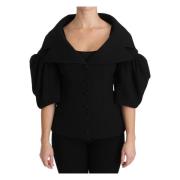 Dolce & Gabbana Svart Formell Kappa Virgin Wool Jacka Black, Dam