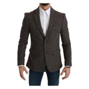 Dolce & Gabbana Brun Slim Fit Ullblandning Blazer Brown, Herr