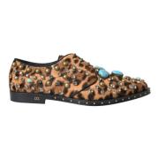 Dolce & Gabbana Leopard Kristallklänning Broque Skor Brown, Dam