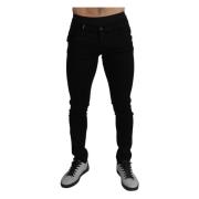 Dolce & Gabbana Svarta Skinny Jeans med Låg Midja i Bomull Black, Herr