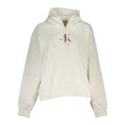 Calvin Klein Hoodie med Logotyptryck, Vit White, Dam