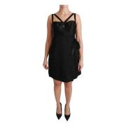 Dolce & Gabbana Svart Jacquard Elegant Klänning Black, Dam