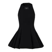 Balmain Utställd veckad grain de poudre klänning Black, Dam