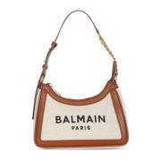 Balmain Canvas B-Army handväska med läderpaneler Beige, Dam