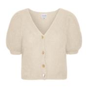 American Dreams Kortärmad Mohair Cardigan Beige, Dam