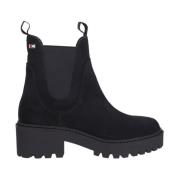 Tommy Hilfiger Svarta Chelsea Ankelboots för kvinnor Black, Dam