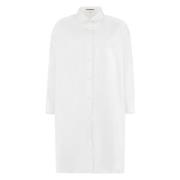 Jil Sander Bomull Poplin Skjorta, Boxy Fit White, Dam