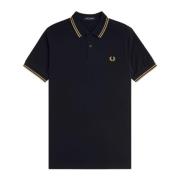 Fred Perry Klassisk Pikétröja med Dubbel Rand Blue, Herr