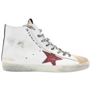 Golden Goose Vit Röd Glitter Stjärna Zebra Sneakers White, Dam