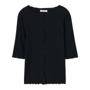 Rodebjer Samantha Ribbed Top Black, Dam