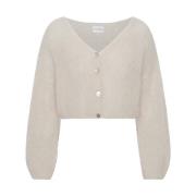 American Dreams Mohair Cropped Cardigan Beige Beige, Dam