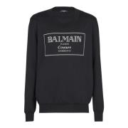 Balmain Stickad tröja med Couture-etikett Black, Herr