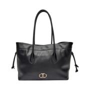 Twinset Svart Shopper Tote Väska Stilren Modern Black, Dam