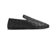 Bottega Veneta Svarta Läder Söndagsslippers Black, Herr