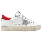 Golden Goose Vit Glitter Röd Hi-Star Sneakers White, Dam