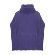 American Dreams Elegant Violet Roll Neck Poncho Purple, Dam