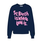 MC2 Saint Barth Sport Logo Crewneck Sweatshirt i bomull Blue, Dam