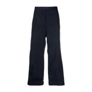 Thom Browne Marinblåa Wide-Leg Cropped Byxor Blue, Herr