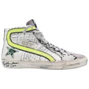 Golden Goose Python Slide Sneakers Vit Rosa Grå Multicolor, Dam