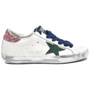 Golden Goose Glitter Läder Sneakers Vit/Rosa/Grön White, Dam