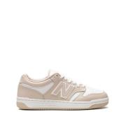 New Balance Brun Läder Sneakers Logotyp Tryck Multicolor, Dam