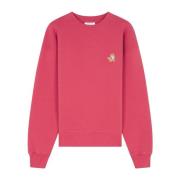 Maison Kitsuné Broderad Foxy Patch Bomullsweatshirt Red, Dam