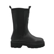 Blauer Läder Chelsea Boot Svart Black, Dam