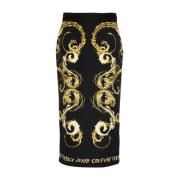 Versace Jeans Couture Vattenfärg Couture Print Svart Kjol Multicolor, ...