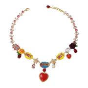 Dolce & Gabbana Kristall Charm Halsband med Fumetti Motiv Yellow, Dam