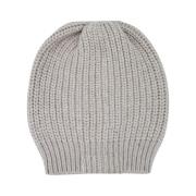 Brunello Cucinelli Kashmir Silke Beanie med Paljetter Gray, Dam