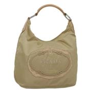 Prada Vintage Pre-owned Nylon handvskor Beige, Dam